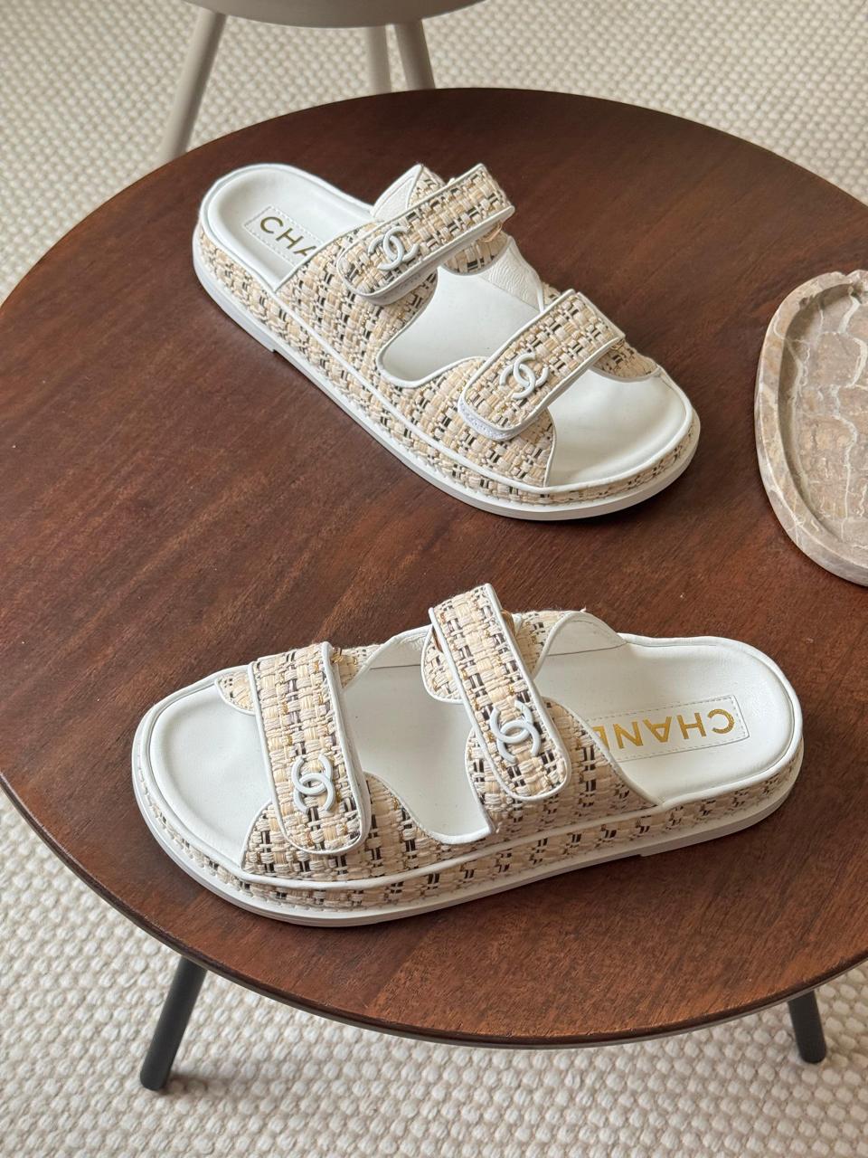 Chanel slippers & chanel sandals. -White