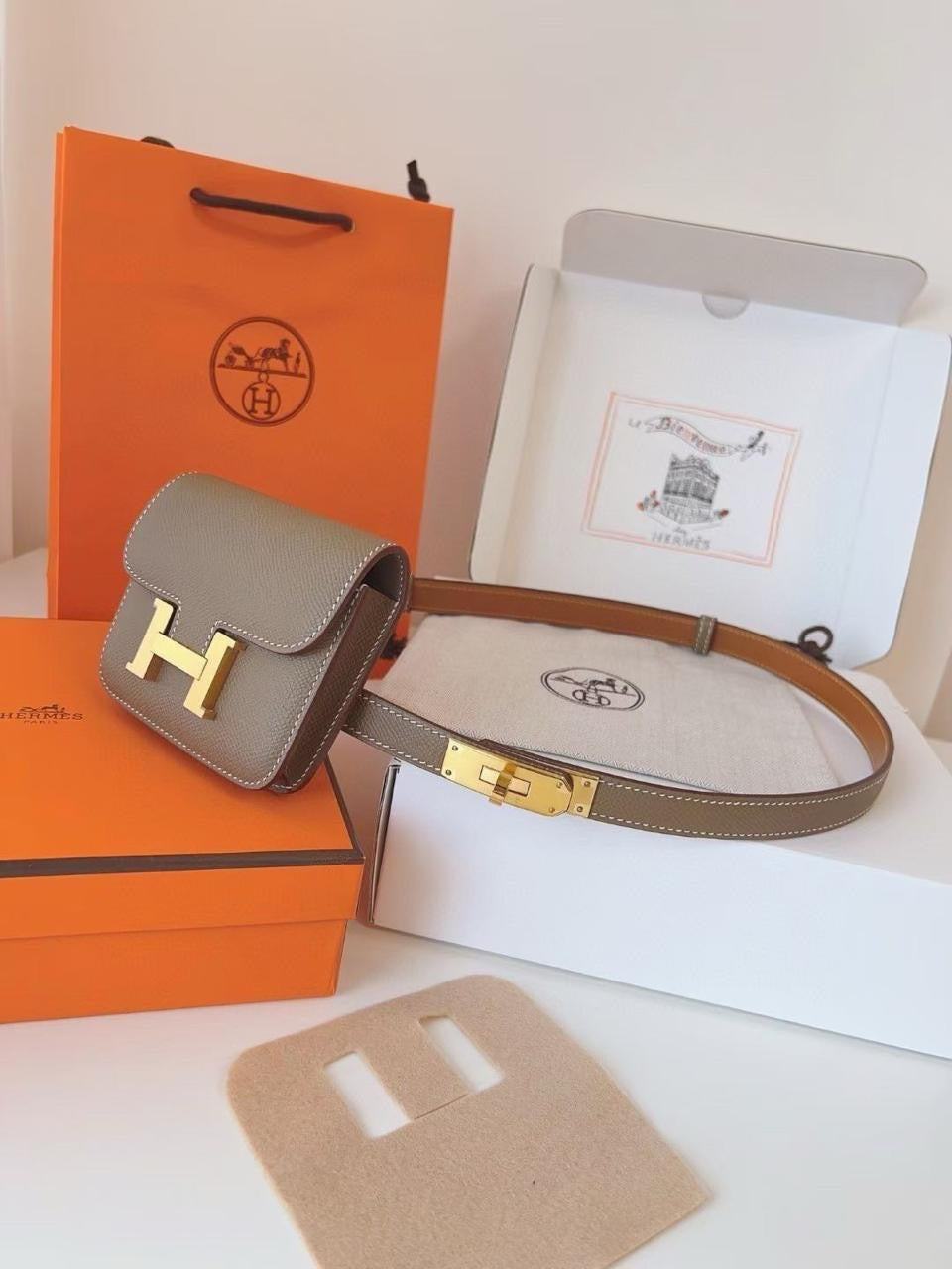 Hermes belt with mini bag