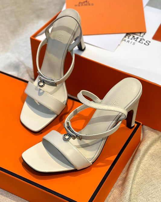 Hermes sandals heels - white