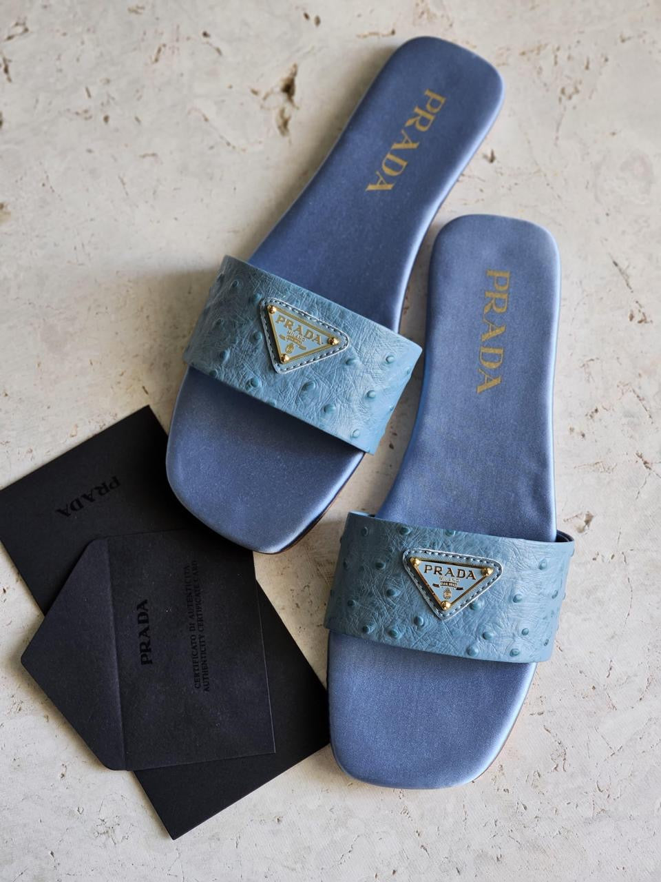 Prada slippers ostrich