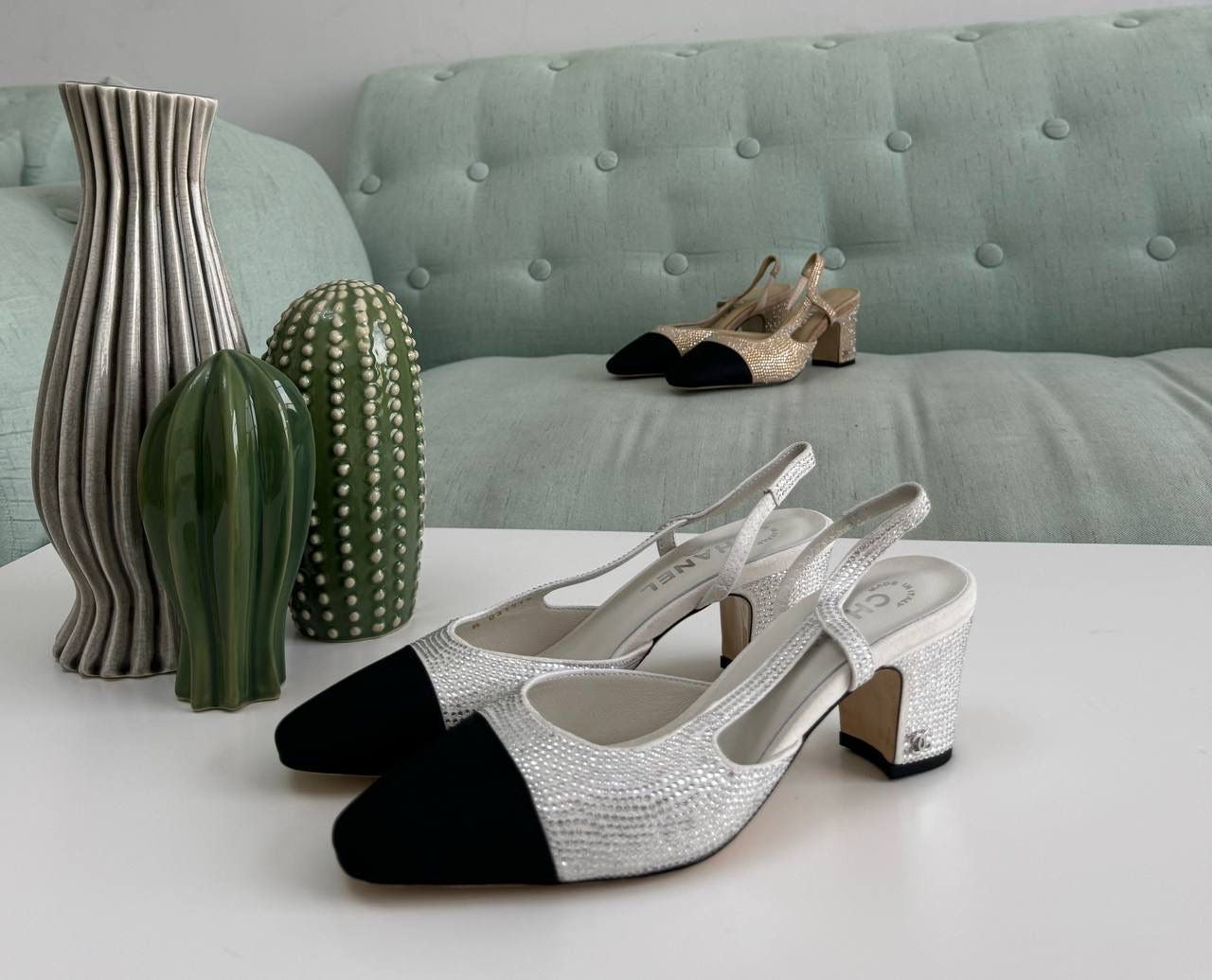 Chanel heels white