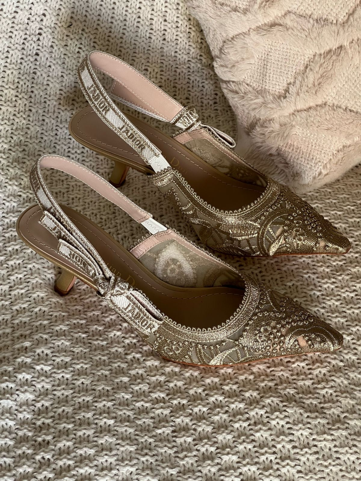Dior heels gold