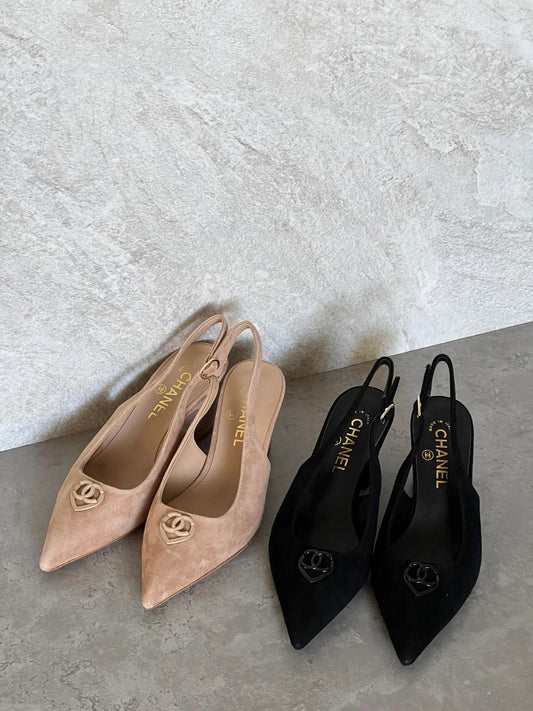 Chanel heels suede