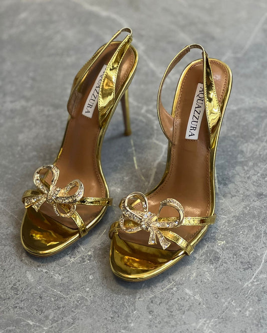 Aquazurra sandals heels - gold