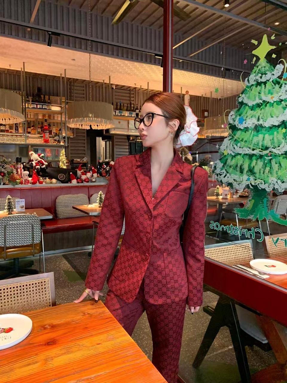Gucci suit maroon
