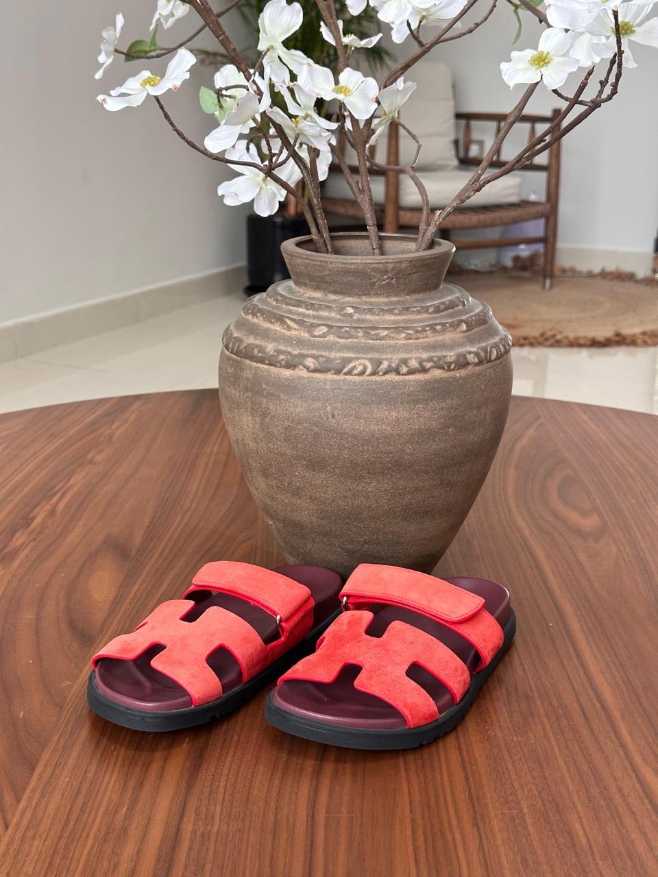 Hermes slippers chypre - suede