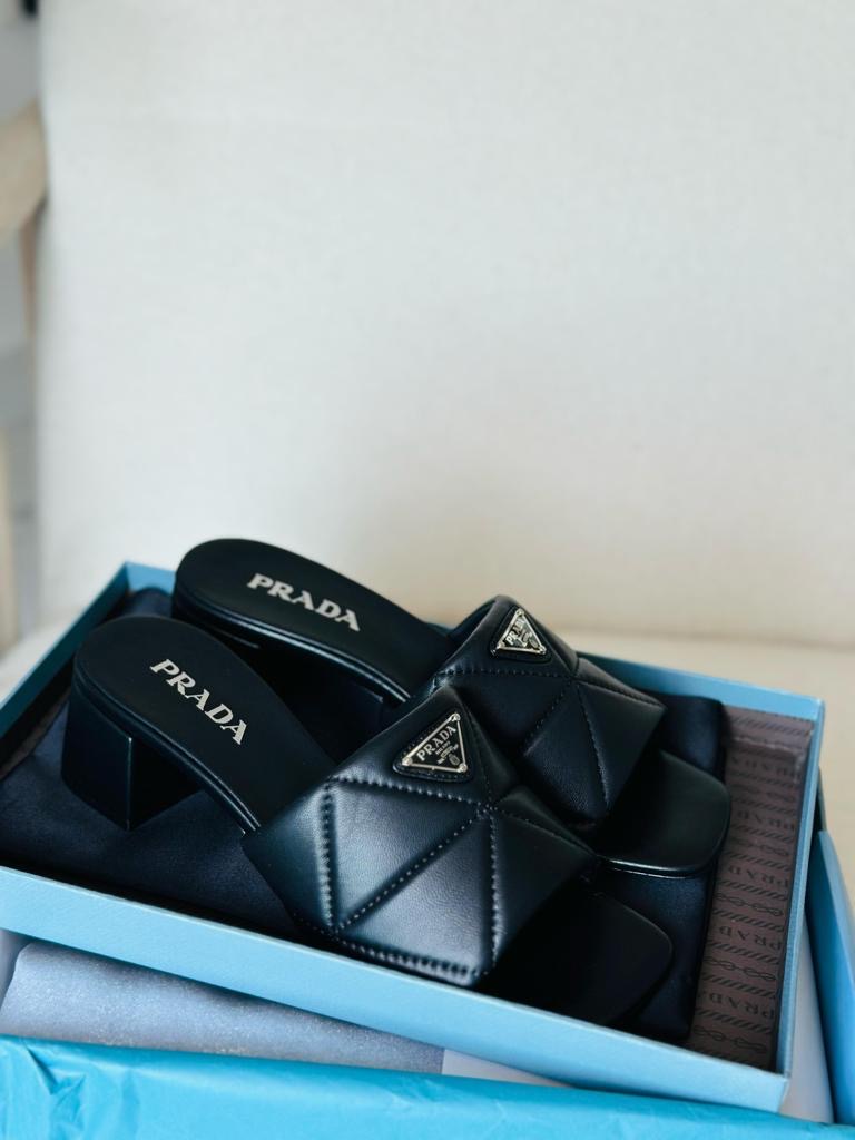 Prada sandals heels black