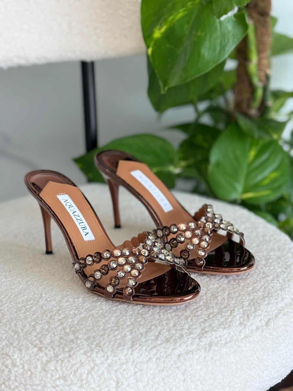 Aquazurra sandals heels - bronze
