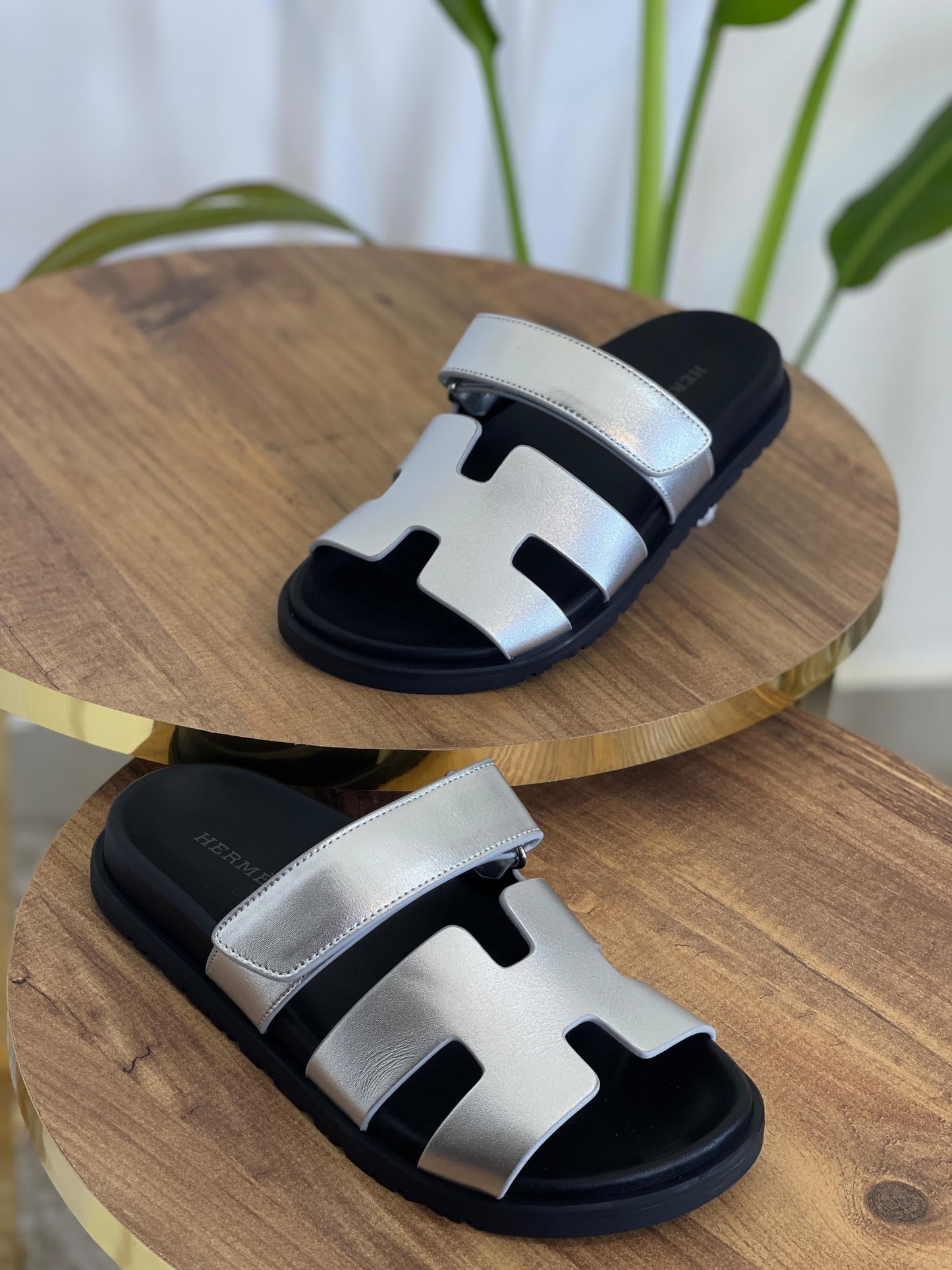 Hermes slippers chypre silver