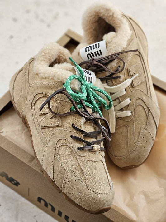 Miu miu x new balance sneakers with fur