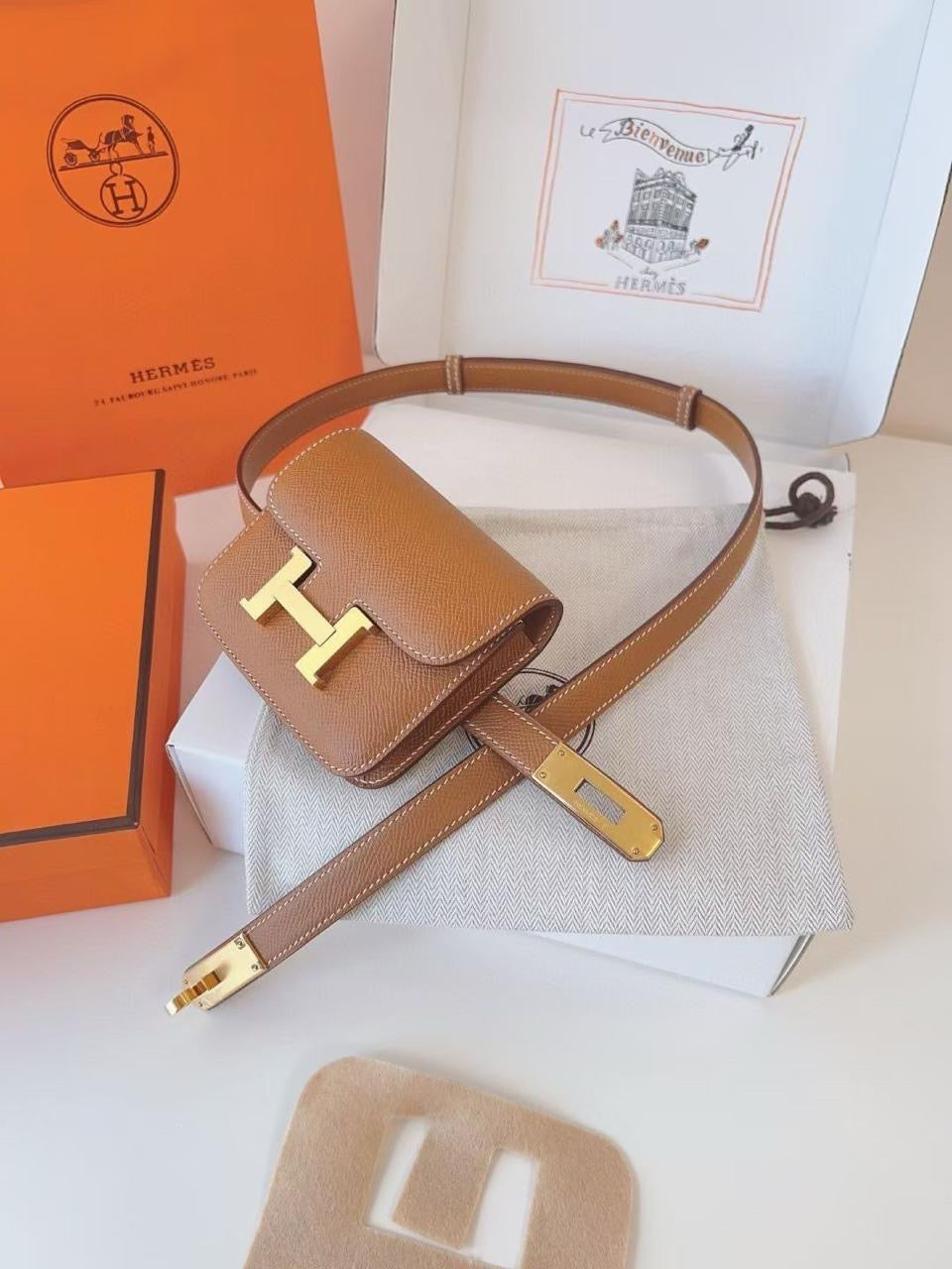 Hermes belt with mini bag