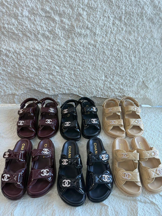 Chanel slippers & chanel sandals.