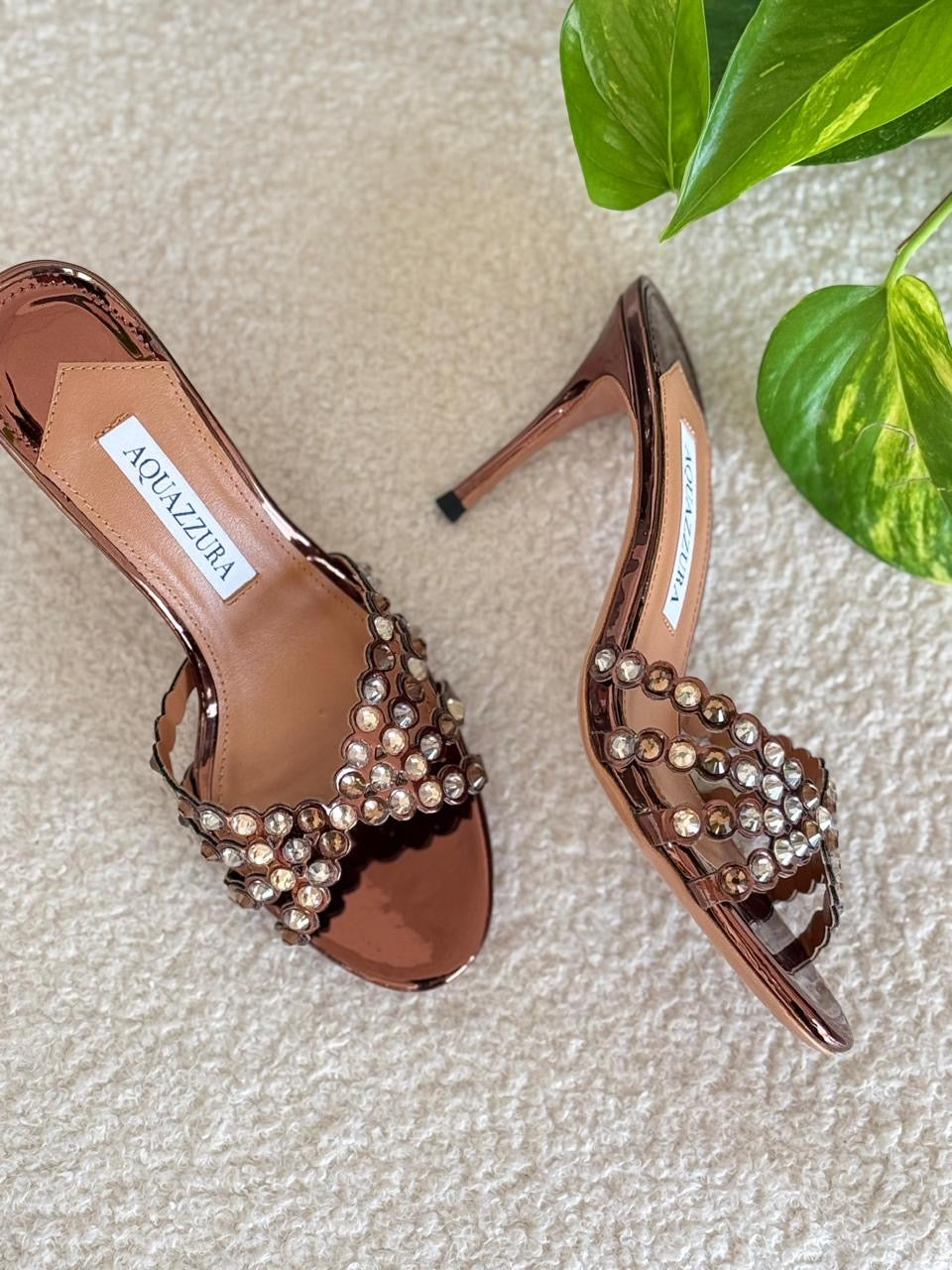 Aquazurra sandals heels - bronze
