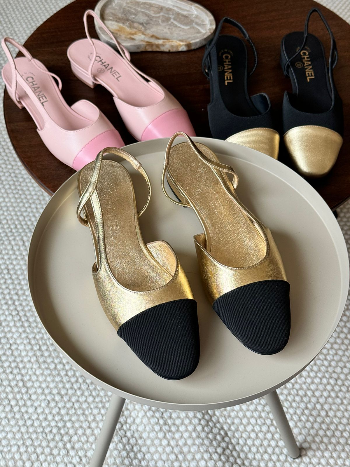 Chanel heels - gold low heels