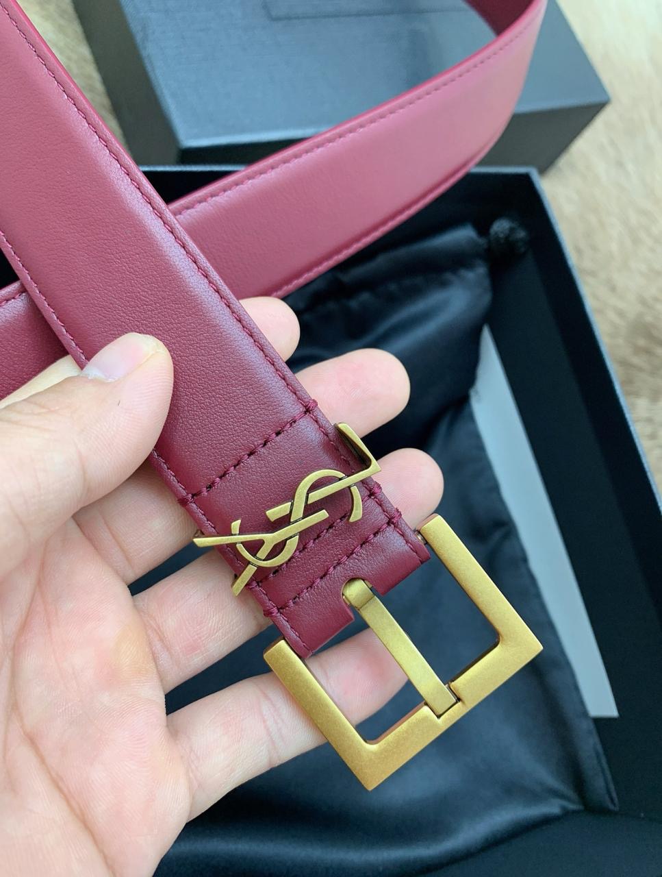 Ysl belt - maroon