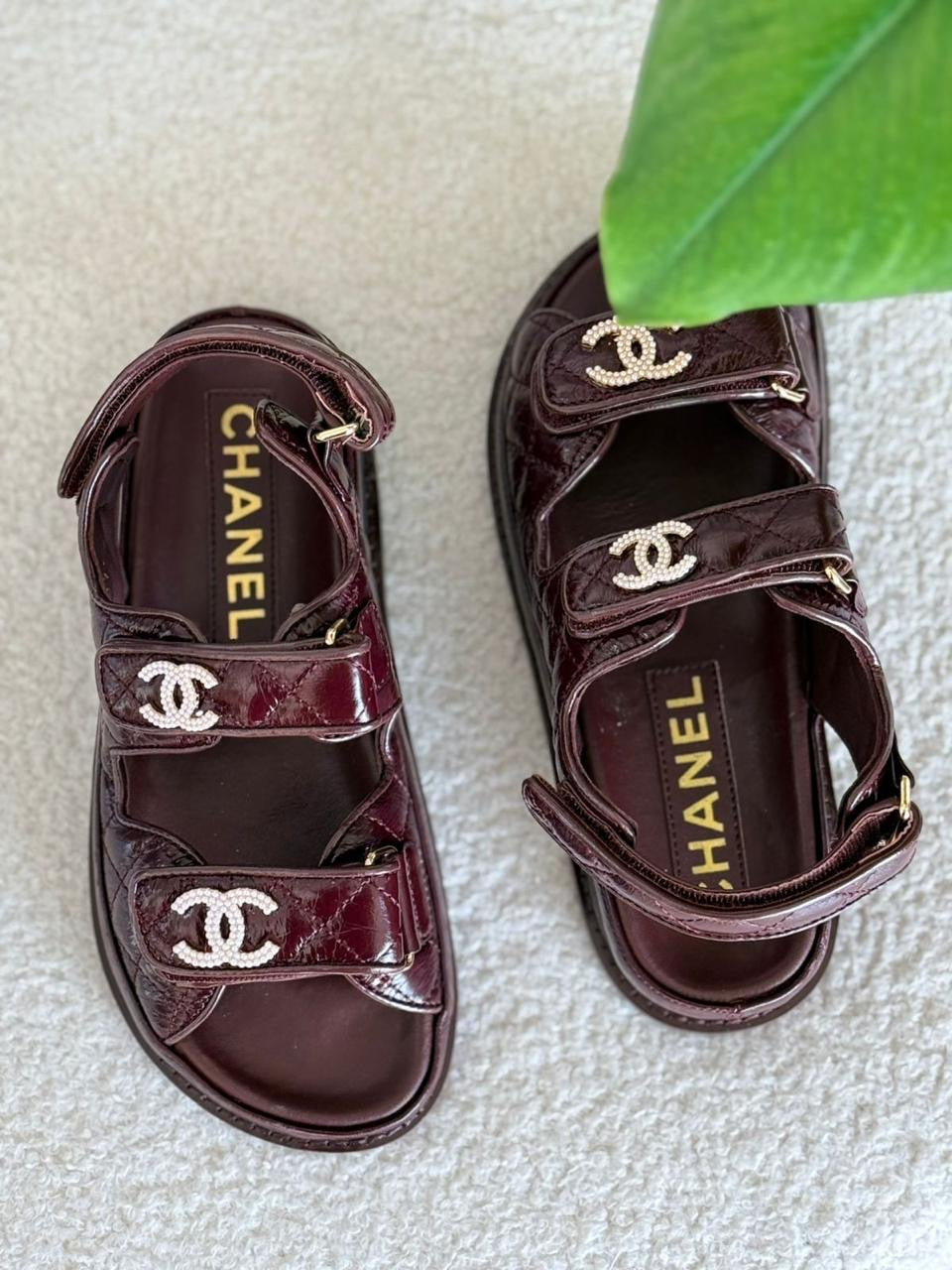 Chanel sandals. Glossy