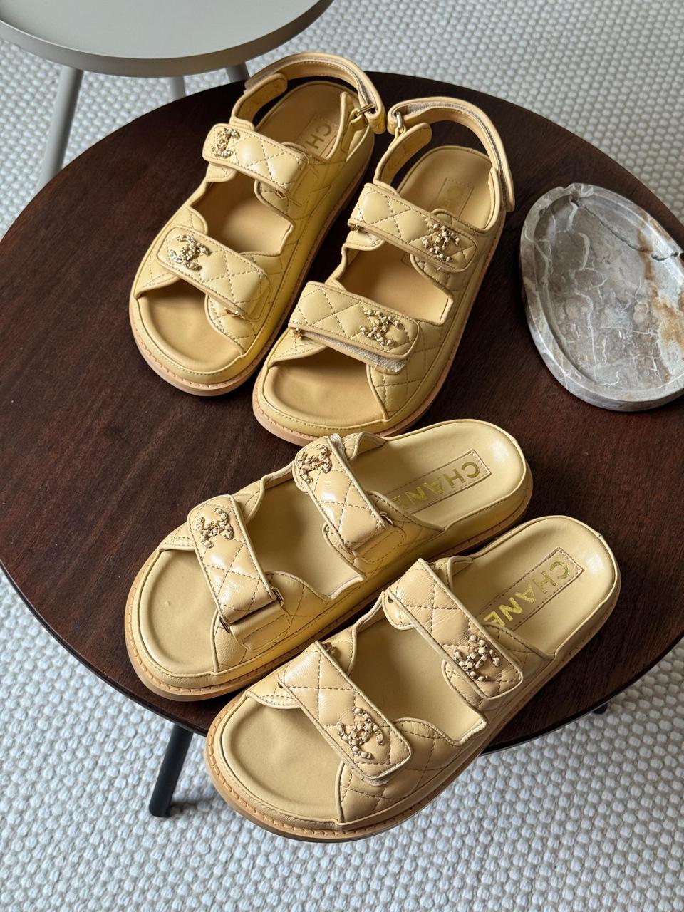 Chanel slippers & chanel sandals. - beige