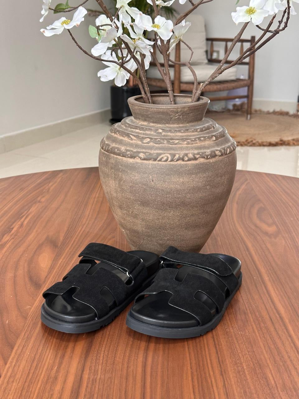 Hermes slippers chypre - suede