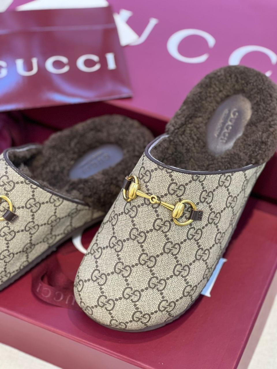 Gucci mules with fur