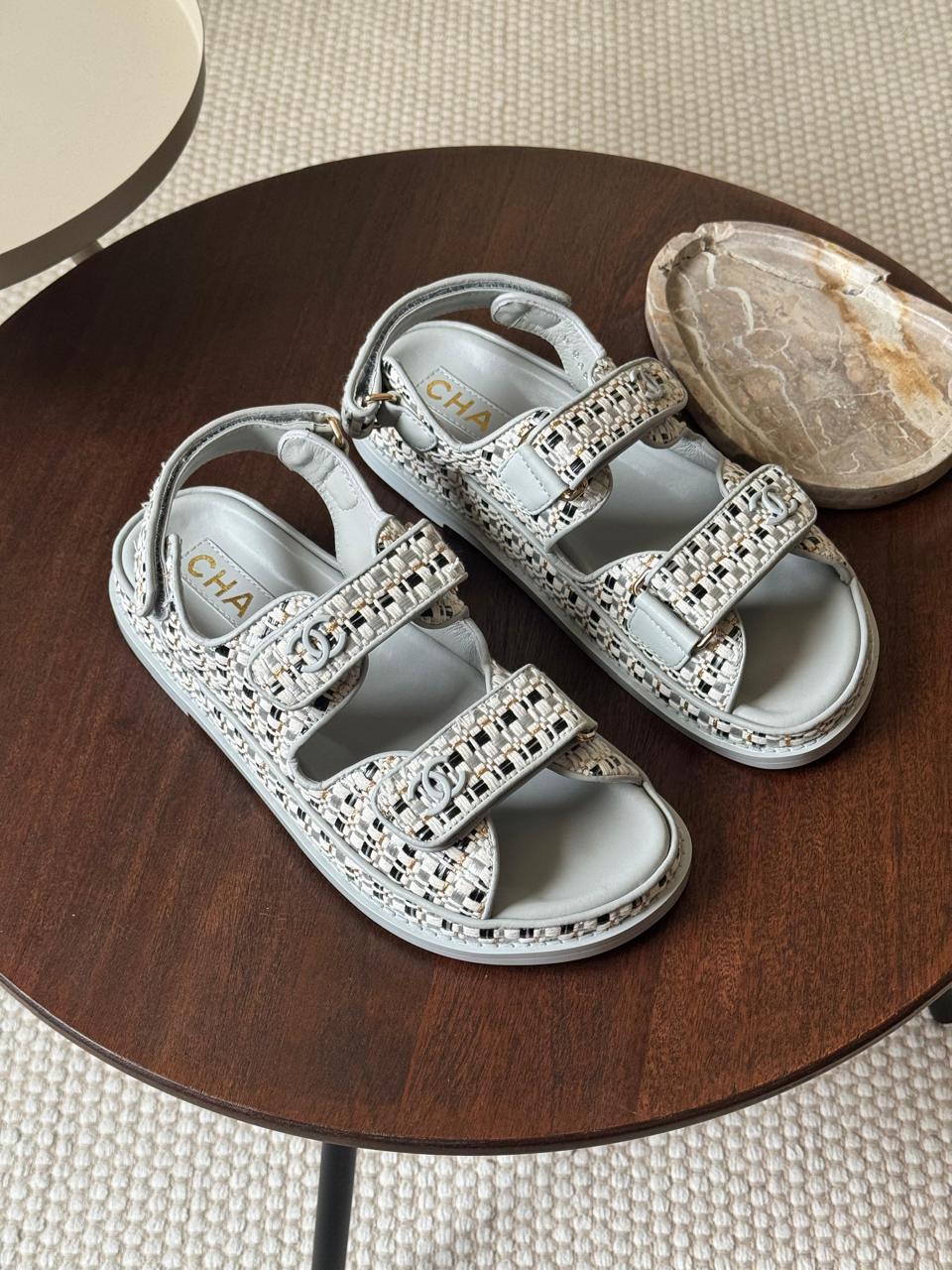 Chanel slippers & chanel sandals. - grey