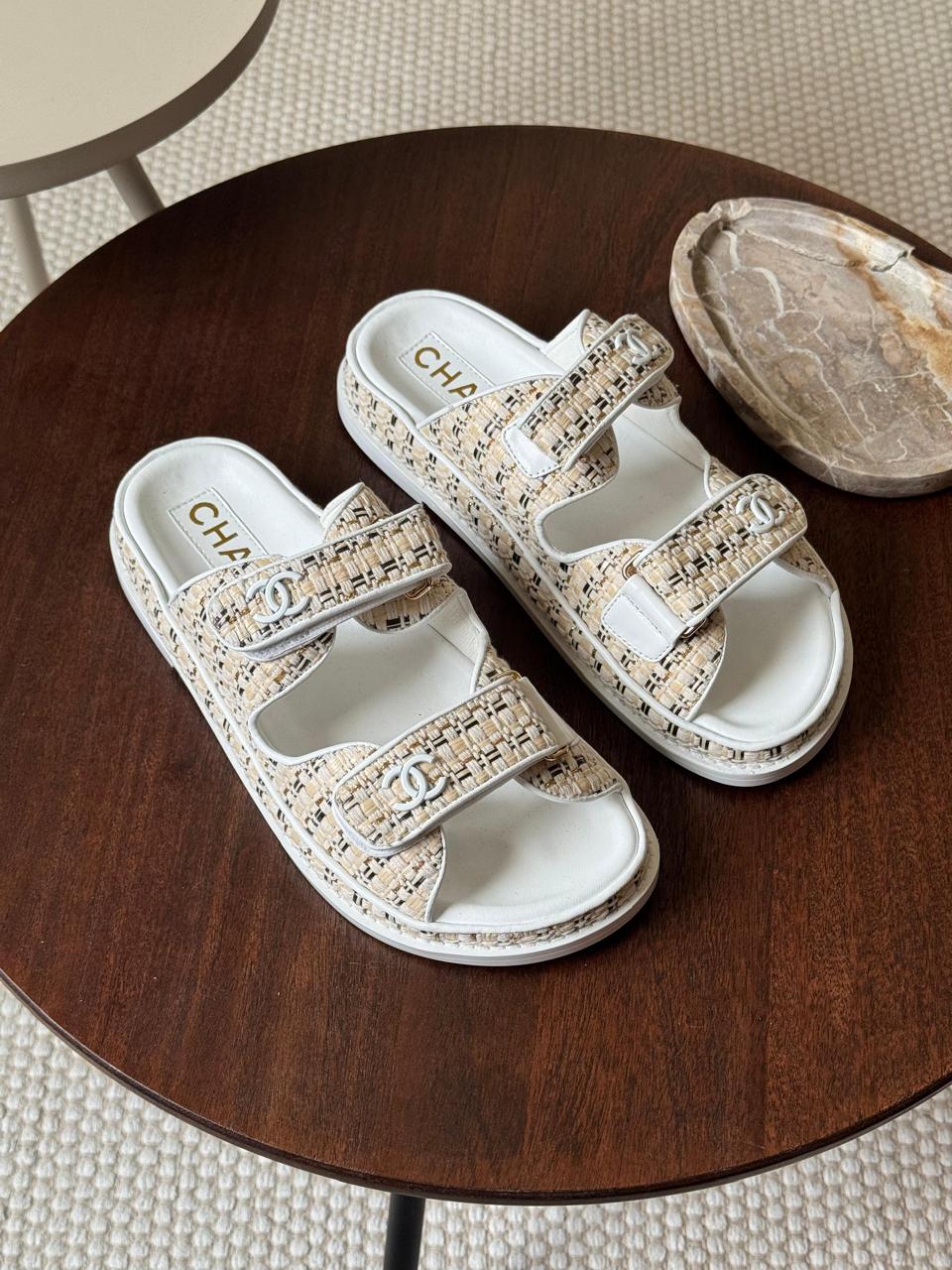 Chanel slippers & chanel sandals. -White