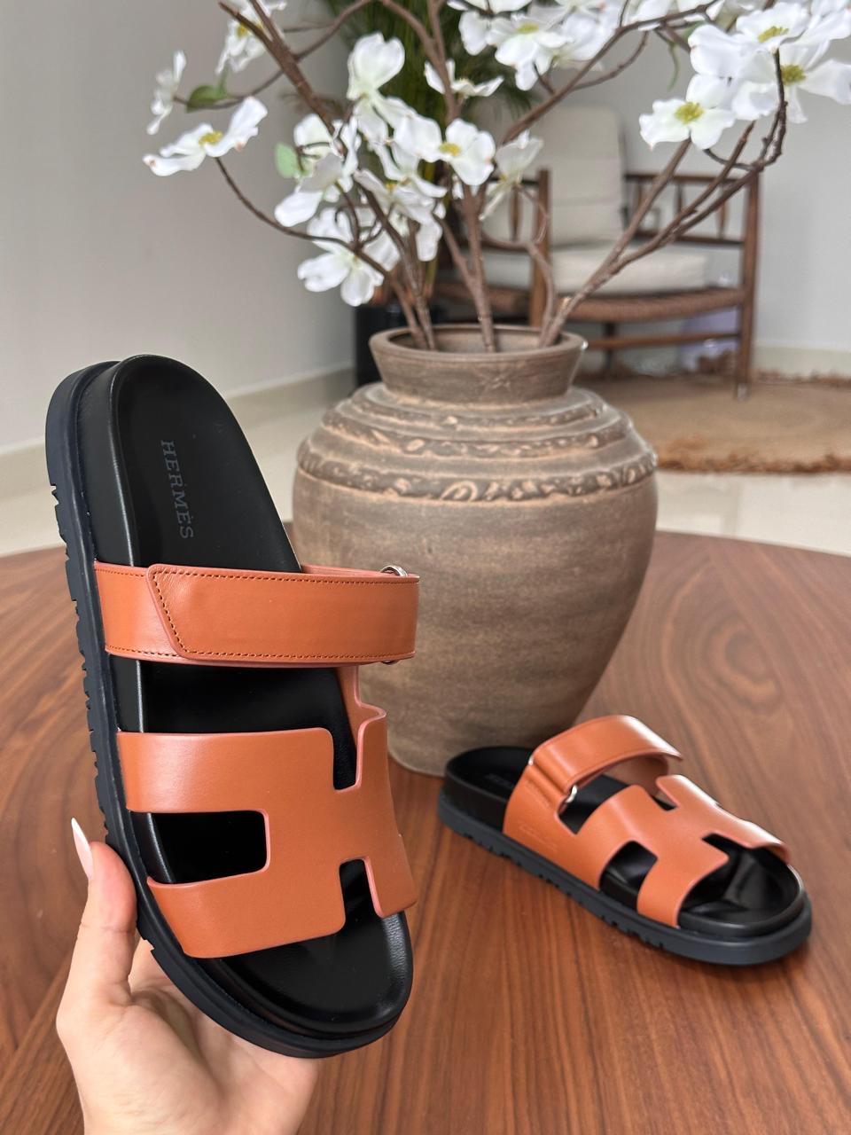 Hermes slippers chypre - soft leather