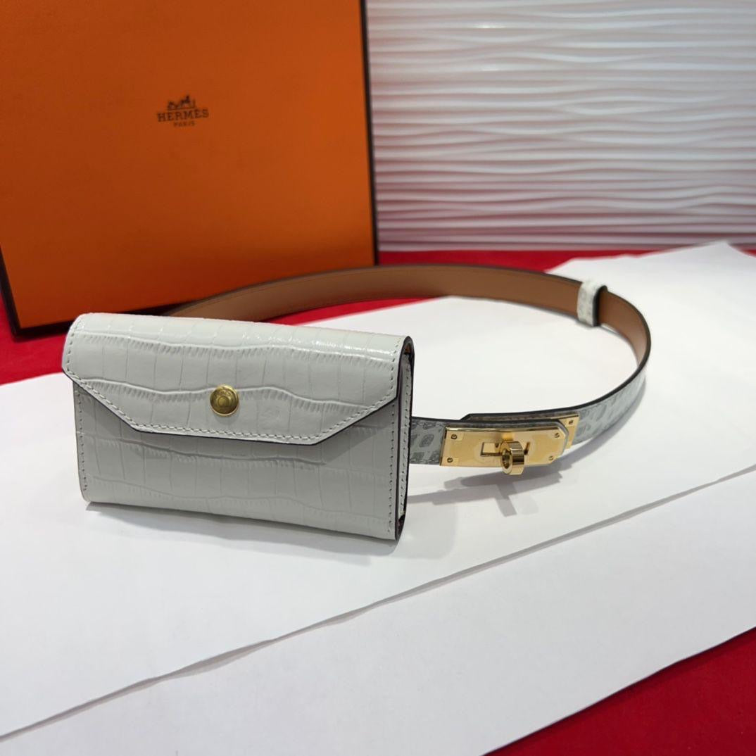 Hermes belt with wallet - crocodile