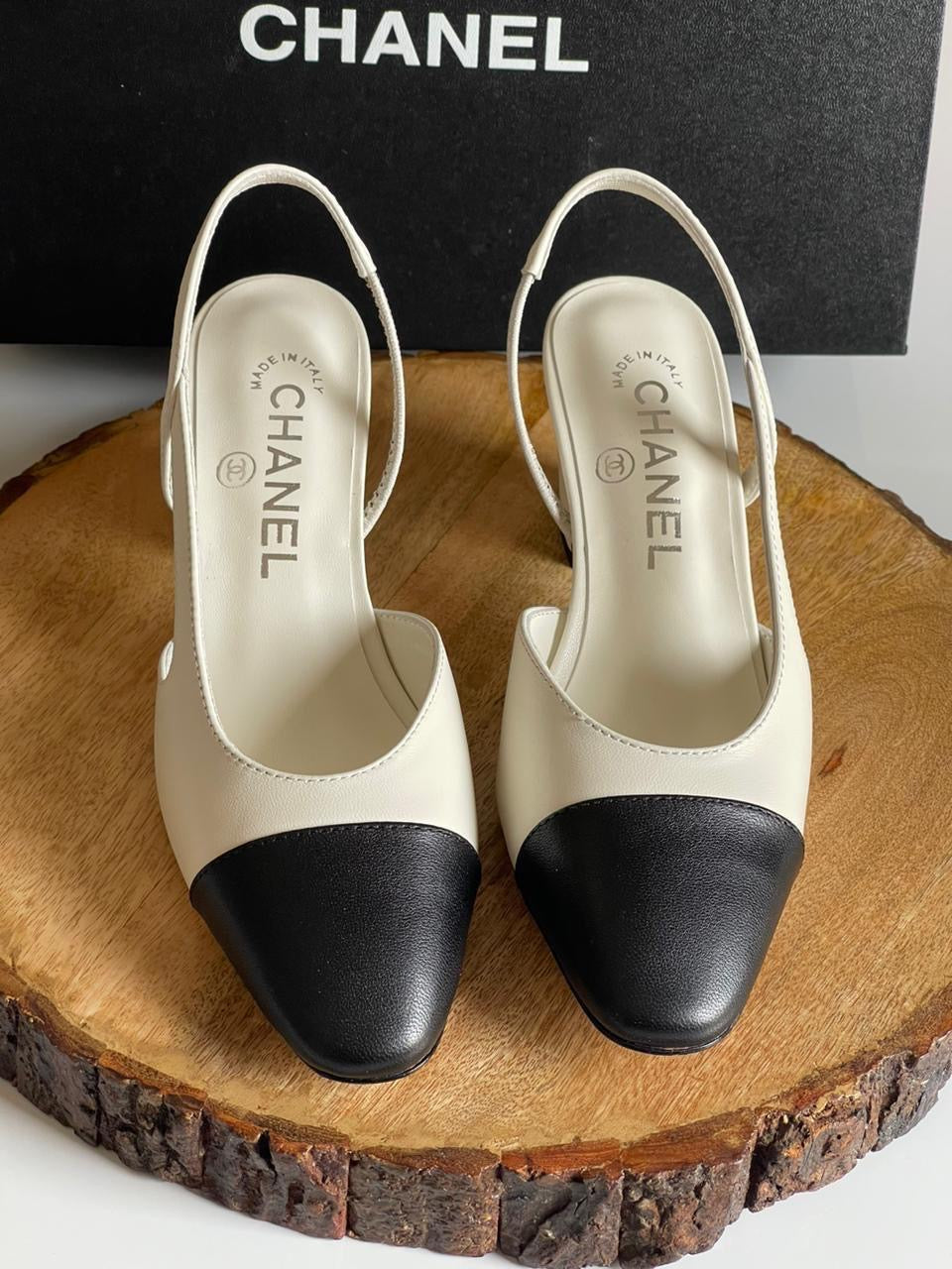 Chanel heels white