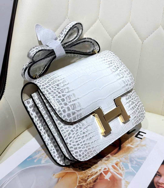 Hermes bag crocodile white