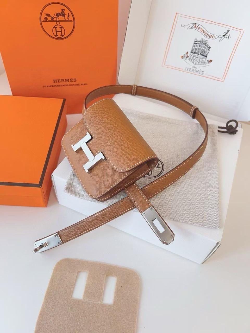 Hermes belt with mini bag