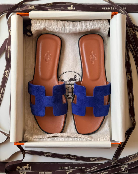 Hermes slippers suede