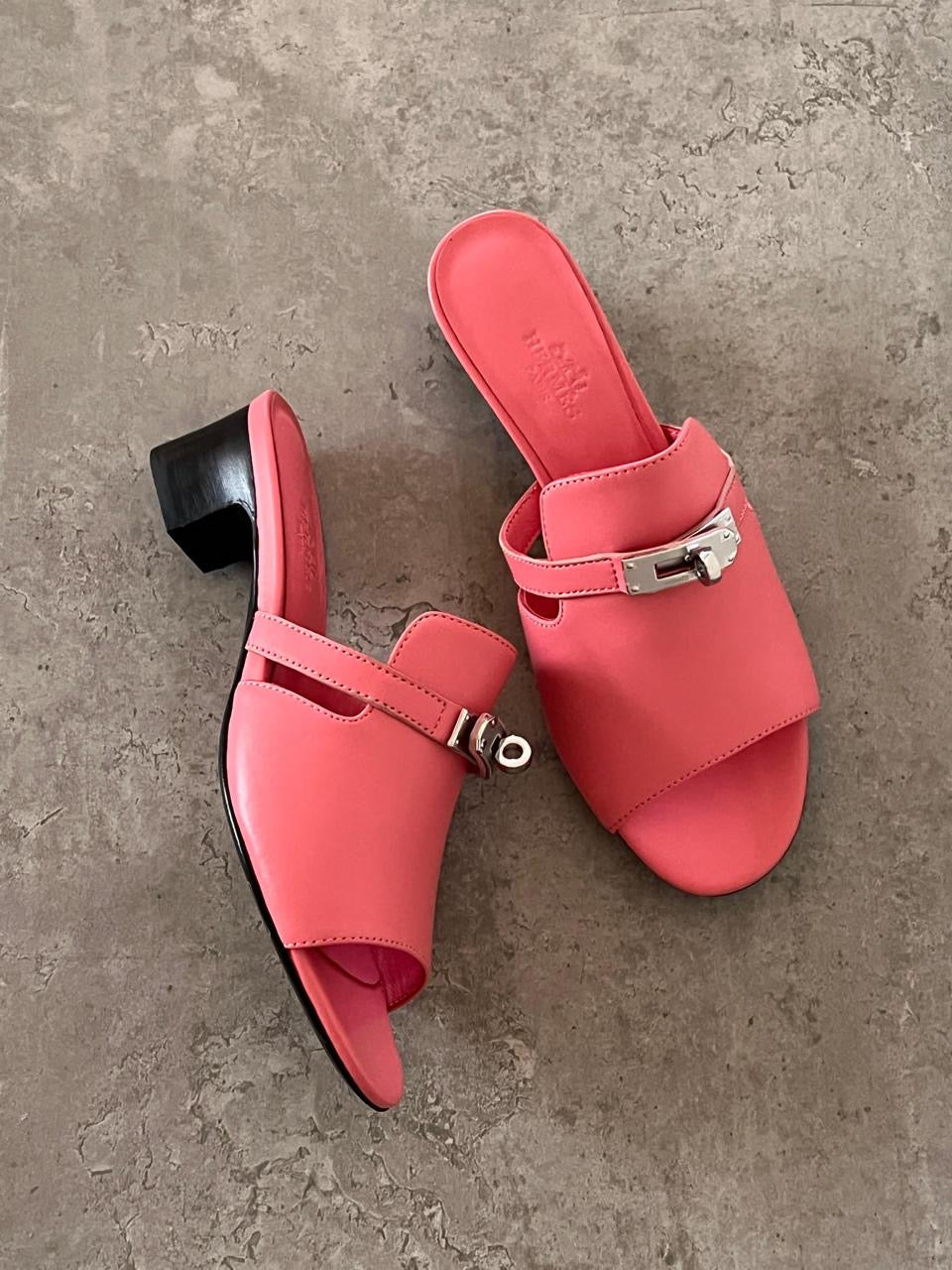 Hermes sandals heels - pink