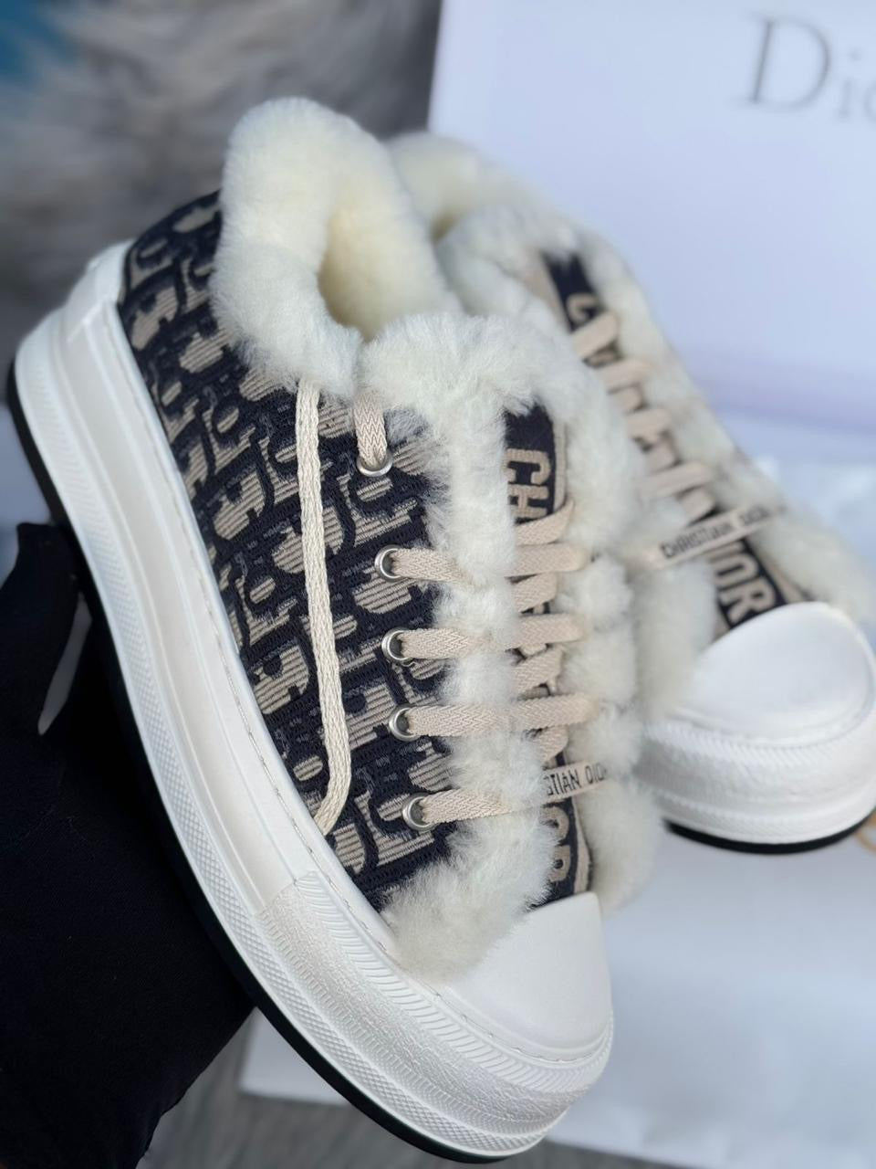 Dior sneakers with fur