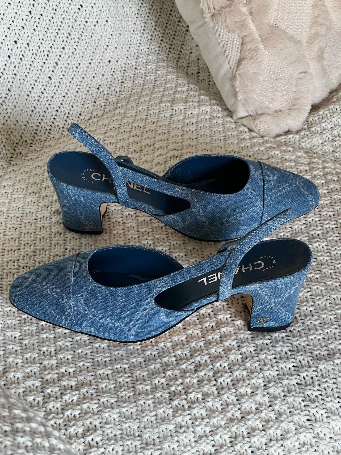 Chanel heels - blue denim