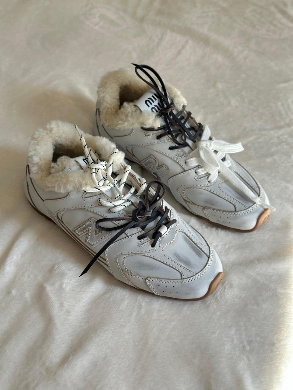 New balance x miu miu sneakers with fur