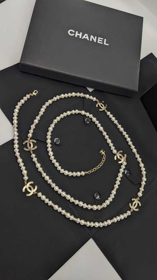 Chanel necklace long - pearl