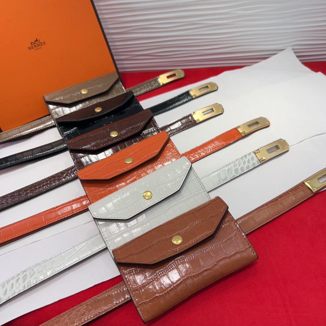 Hermes belt with wallet - crocodile