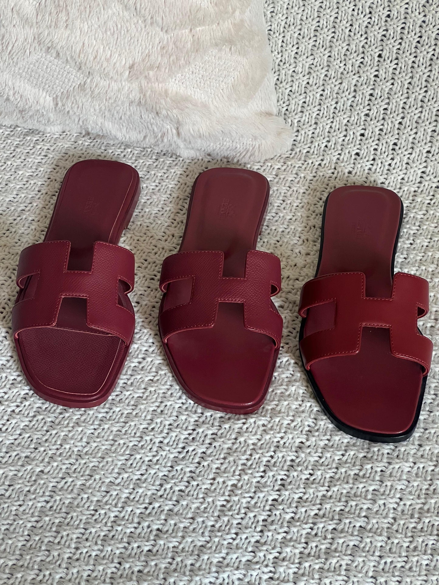 Hermes slippers maroon