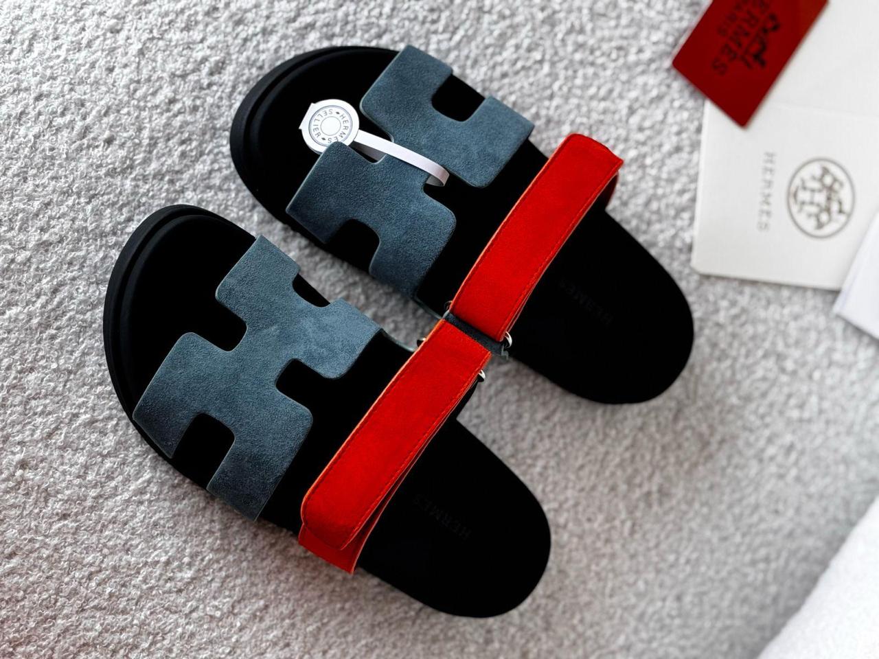 Hermes slippers chypre orange blue