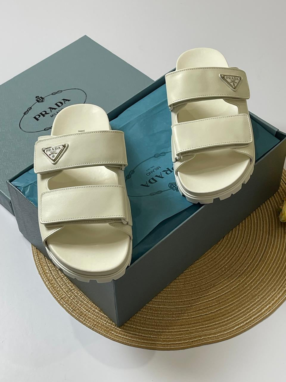 Prada slippers white