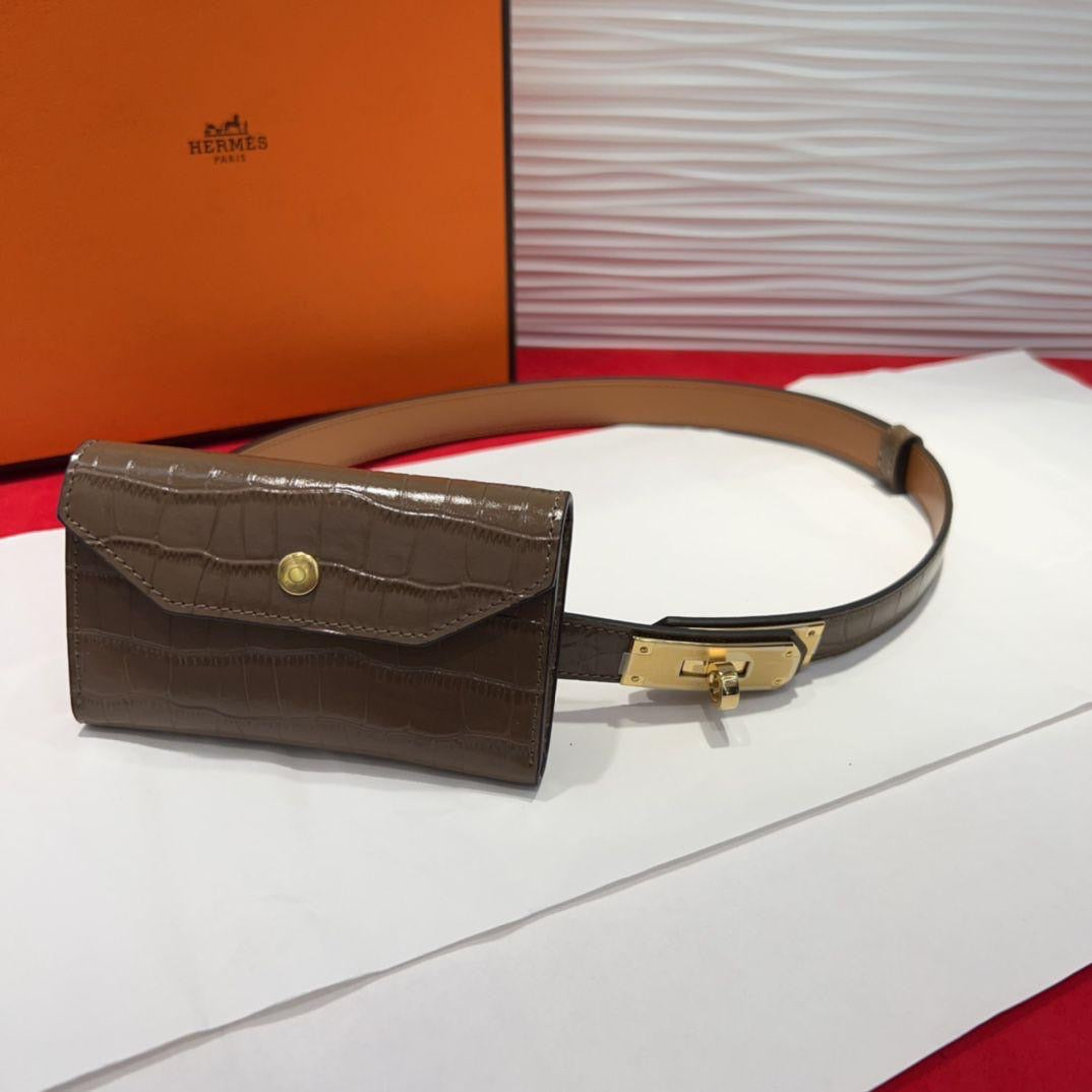 Hermes belt with wallet - crocodile