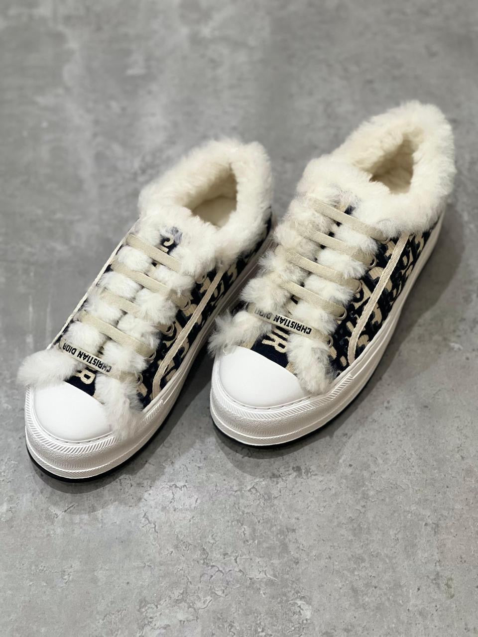 Dior sneakers with fur