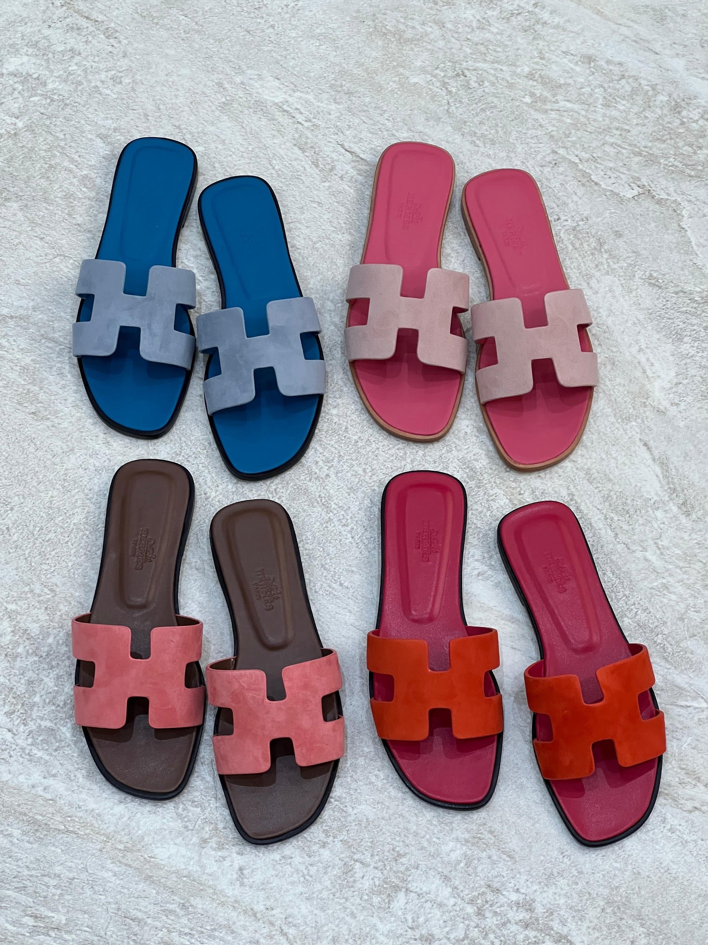 Hermes slippers suede