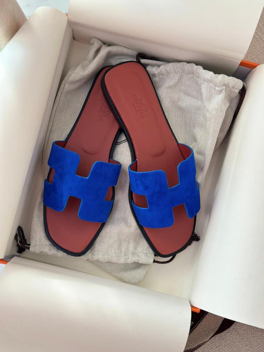Hermes slippers suede - blue
