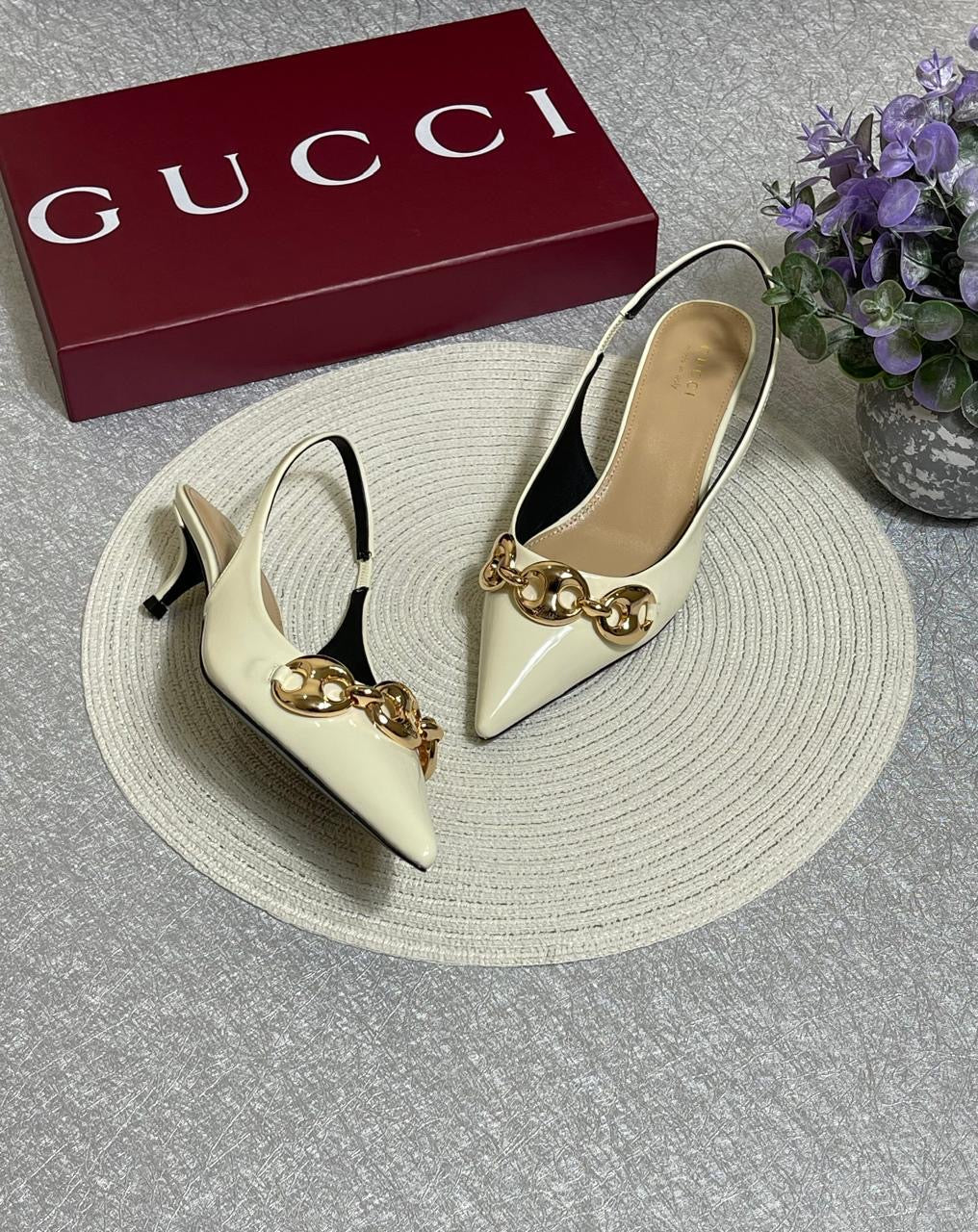 Gucci heels white