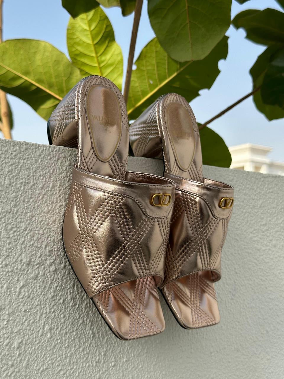 Valentino sandals heels gold