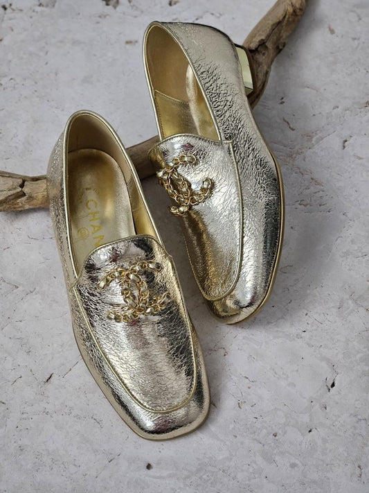 Chanel loafers - gold