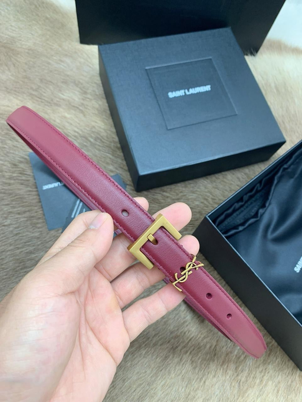Ysl belt - maroon
