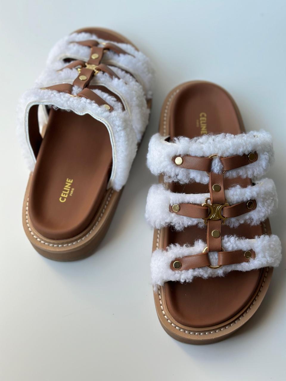 Celine slipper with fur