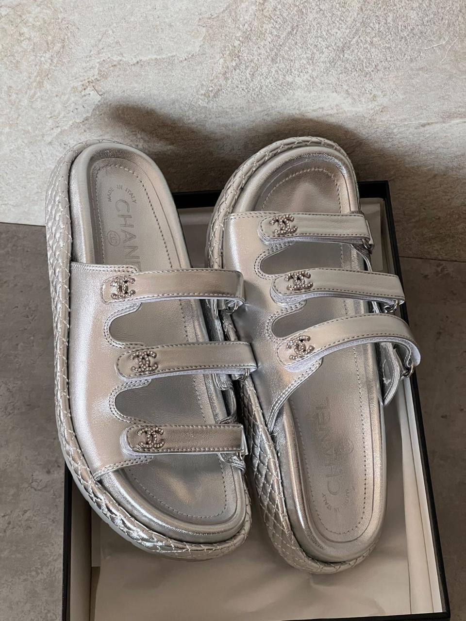 Chanel slippers - silver